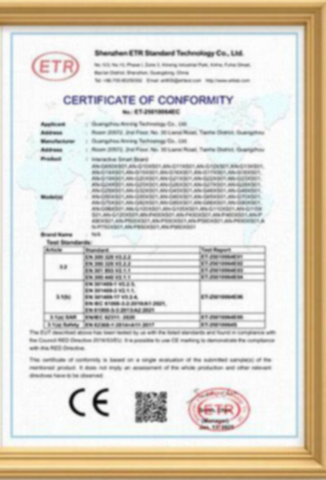 ETR — Certificate of Conformity (CE)